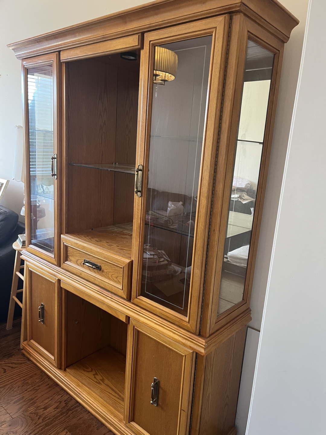 Vintage Oak Hutch Cabinet