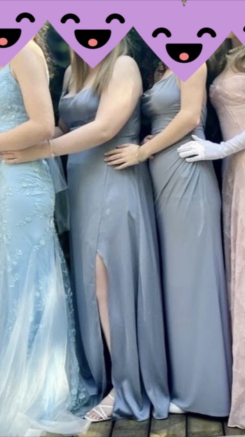 Azazie Halsey Dusty Blue Satin maxi dress - photo 5