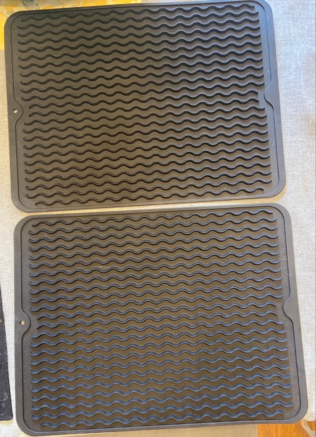 Two Black Rubber Dish Drying Mats thumbnail