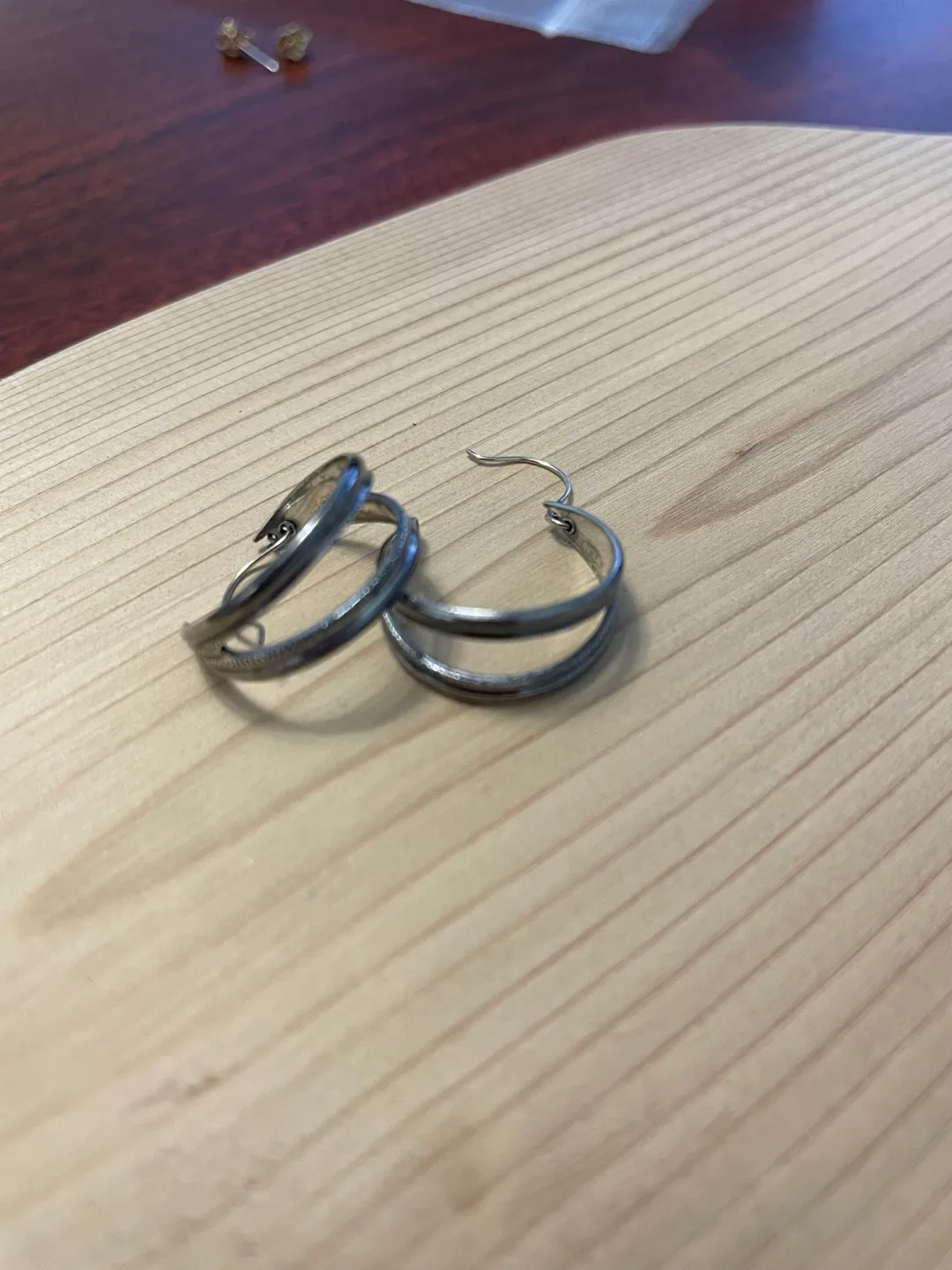 Silver Tone Double Hoop Earrings image indicator(2)