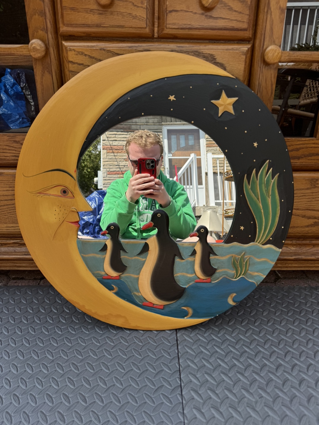 Moonlit Penguin Parade Wall Mirror