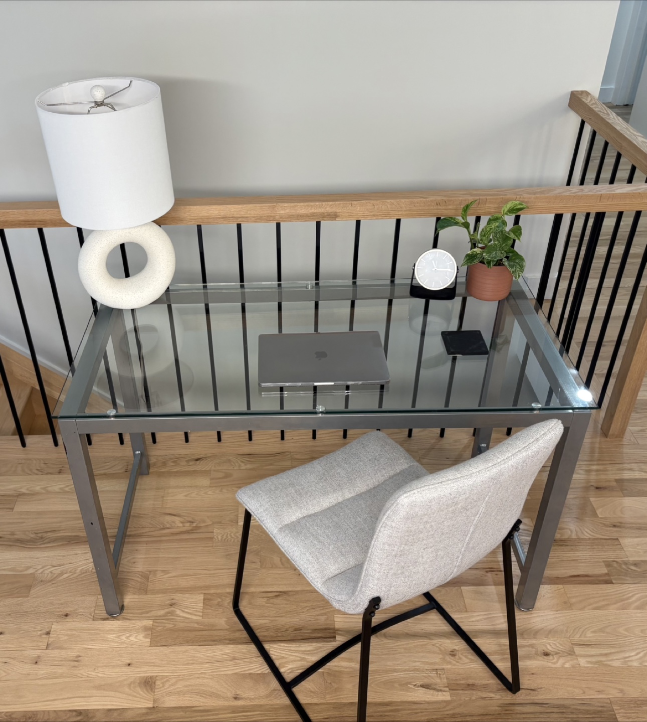 Glass Top Desk with Metal Frame - photo 2