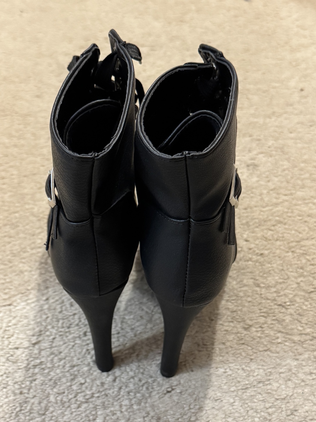 Black Lace-Up Booties with Buckles - photo 3