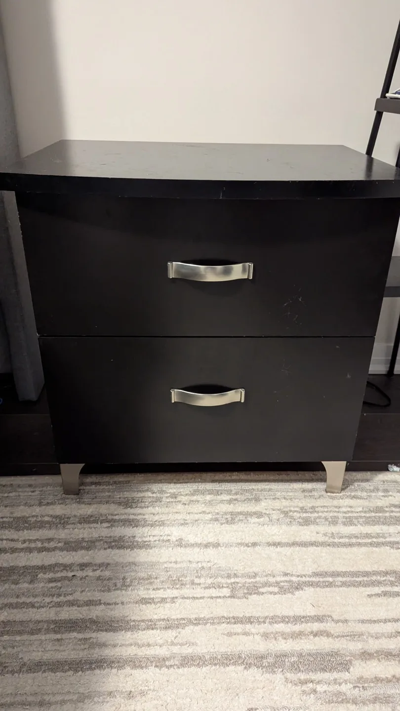 Two Black Two-Drawer Nightstand thumbnail