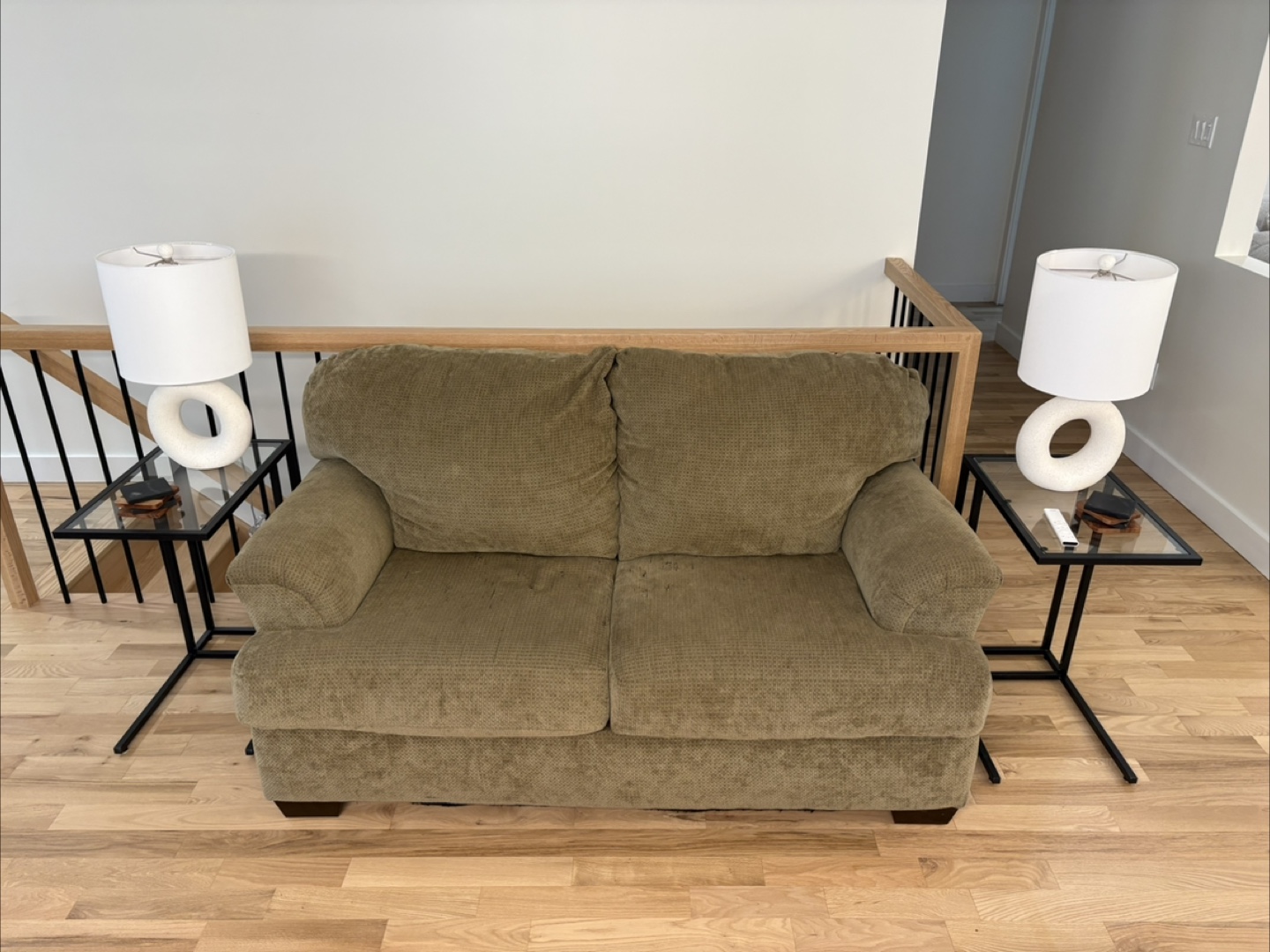 Used Loveseat - Olive Green Fabric