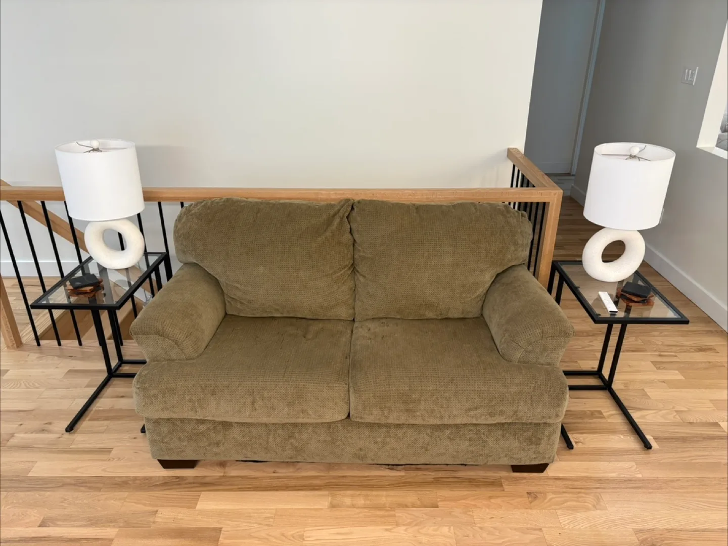 Used Loveseat - Olive Green Fabric thumbnail