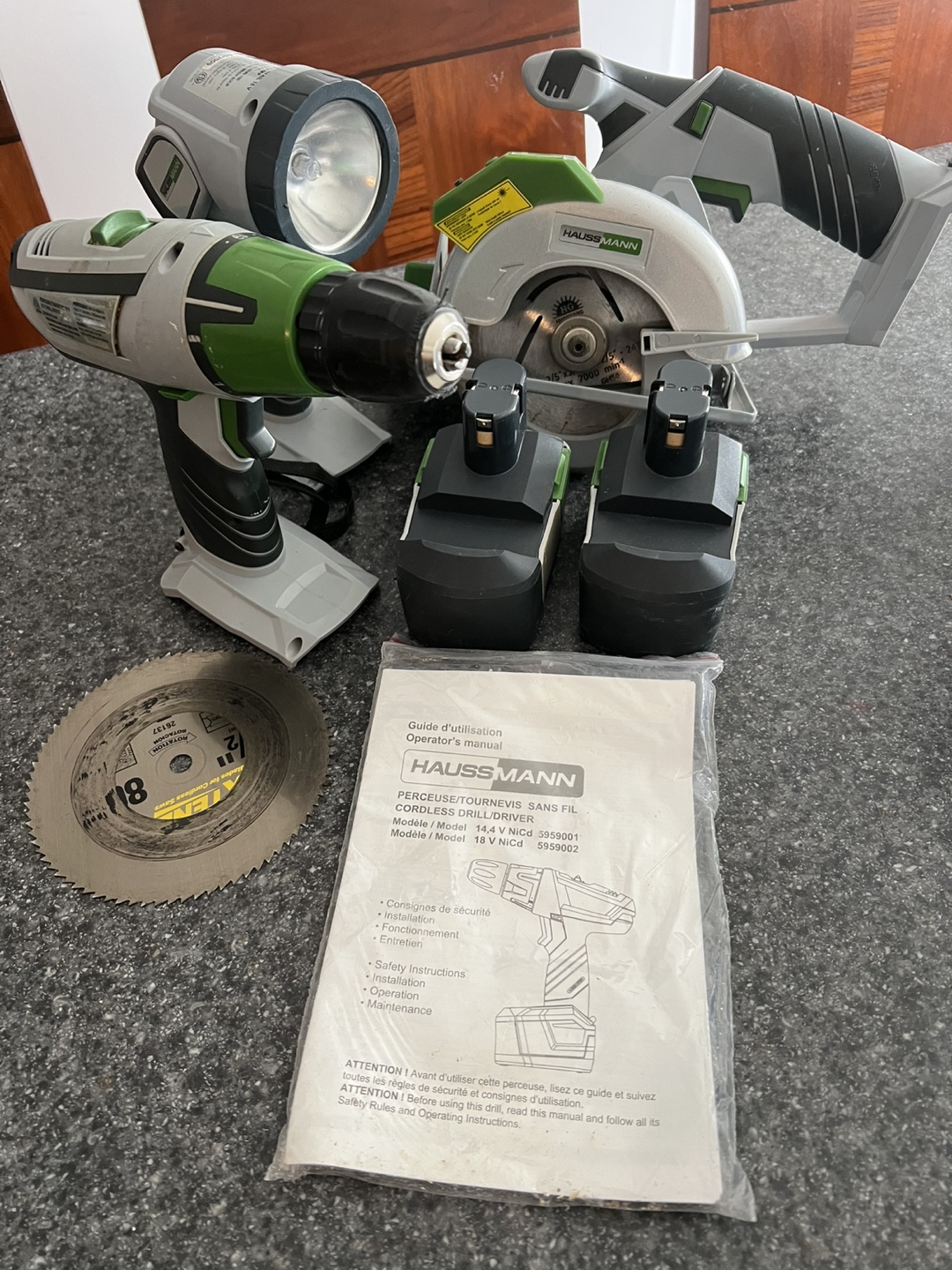 Haussmann Cordless Drill, Circular Saw, and Worklight Kit