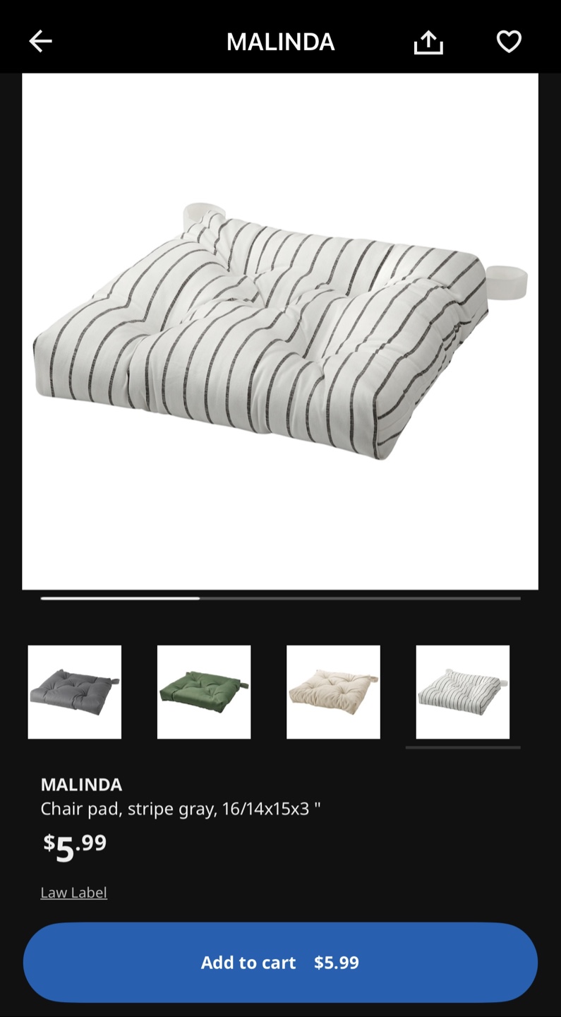IKEA MALINDA Chair Pads - Set of 4