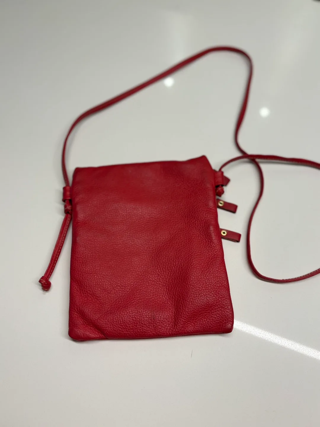 Red genuine Leather Crossbody Bag image indicator(2)