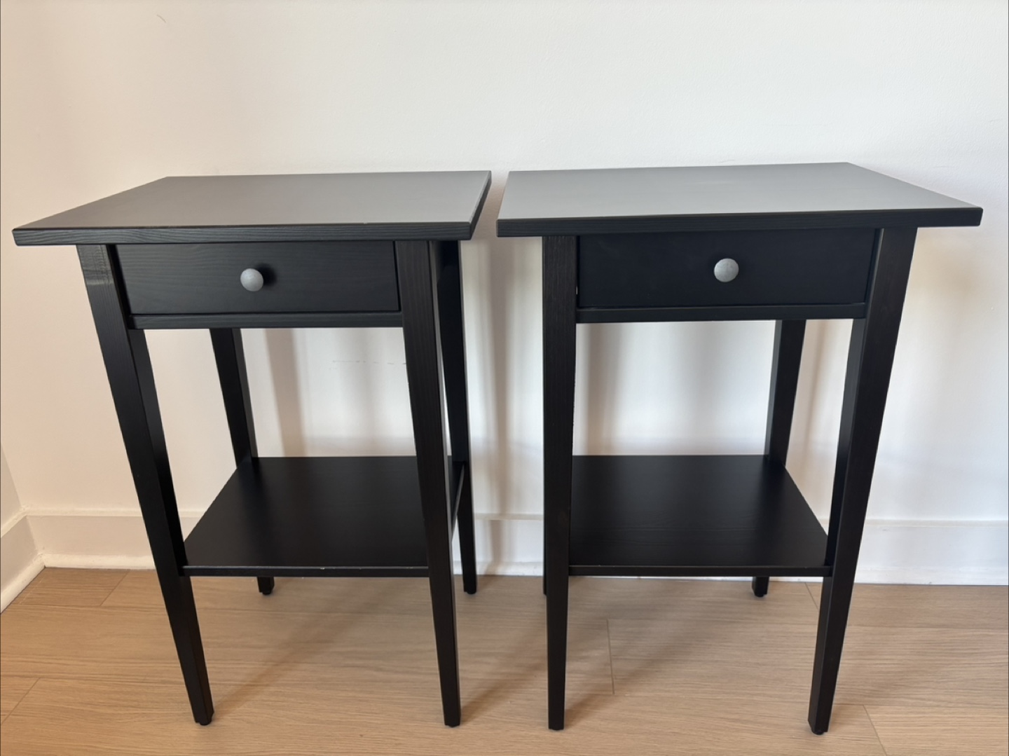 Pair of Black IKEA Hemnes Nightstands