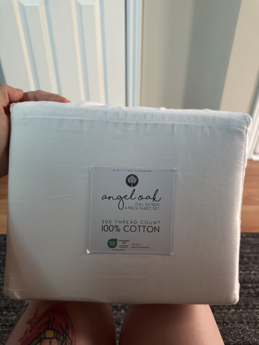 100% cotton 4-Piece Full/Double Sheet Set - White - 300 Thread - photo 2