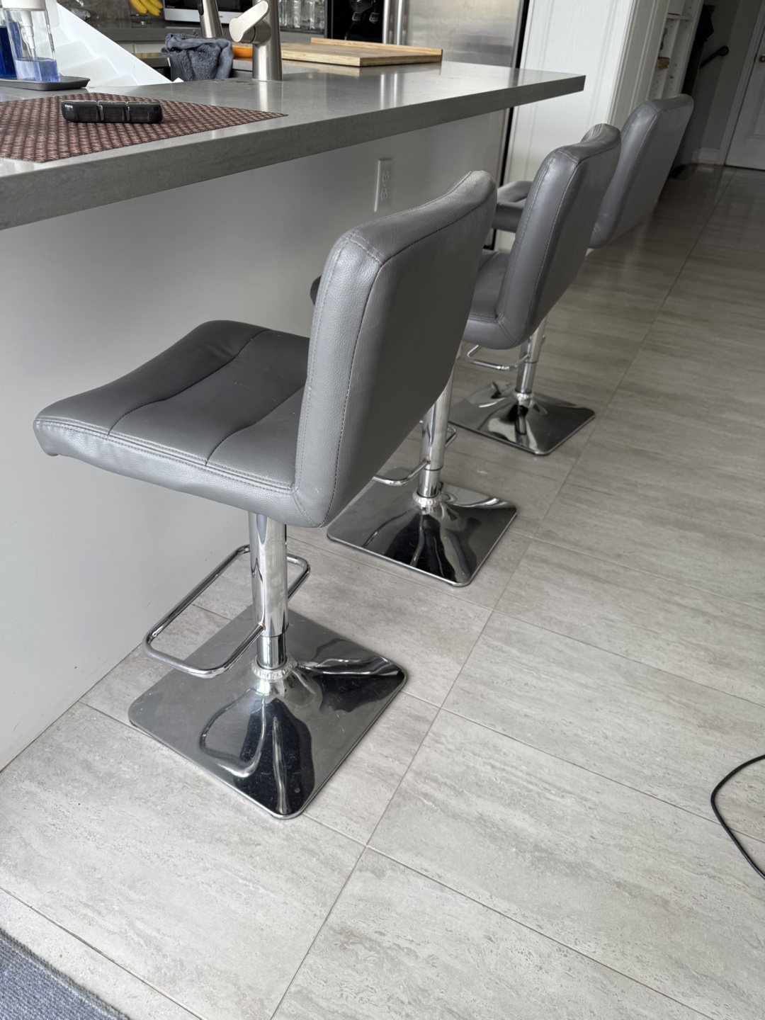 Set of Three Grey  Bar Stools - photo 2
