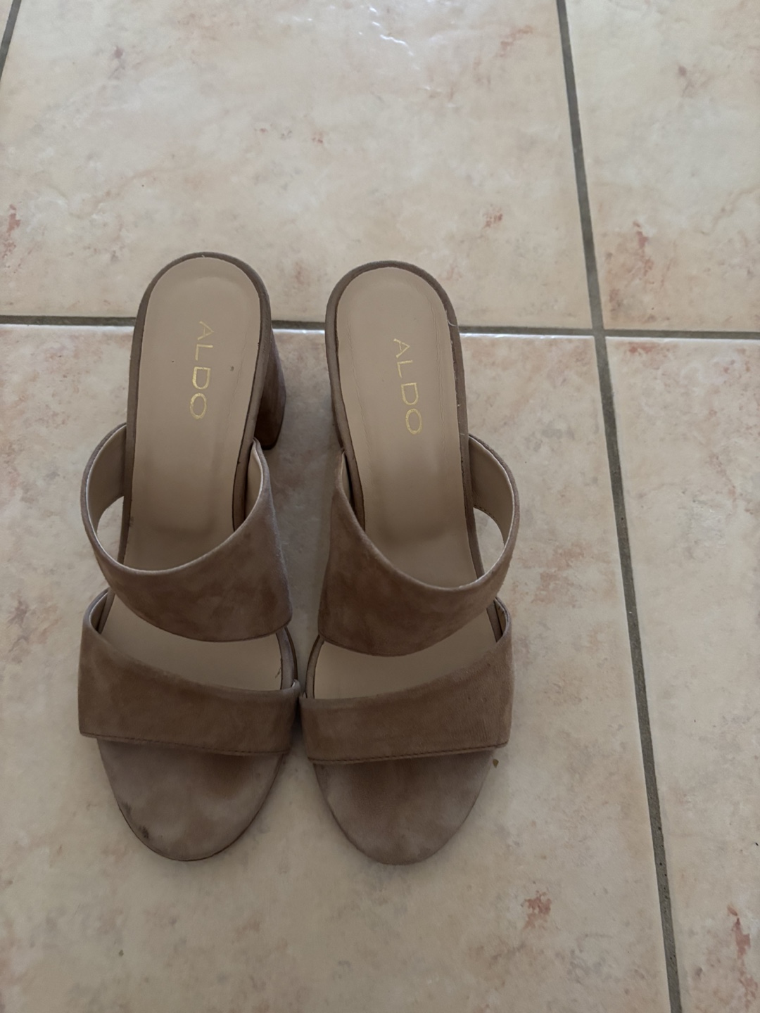 ALDO Women's Beige Suede Block Heel Mules - photo 3