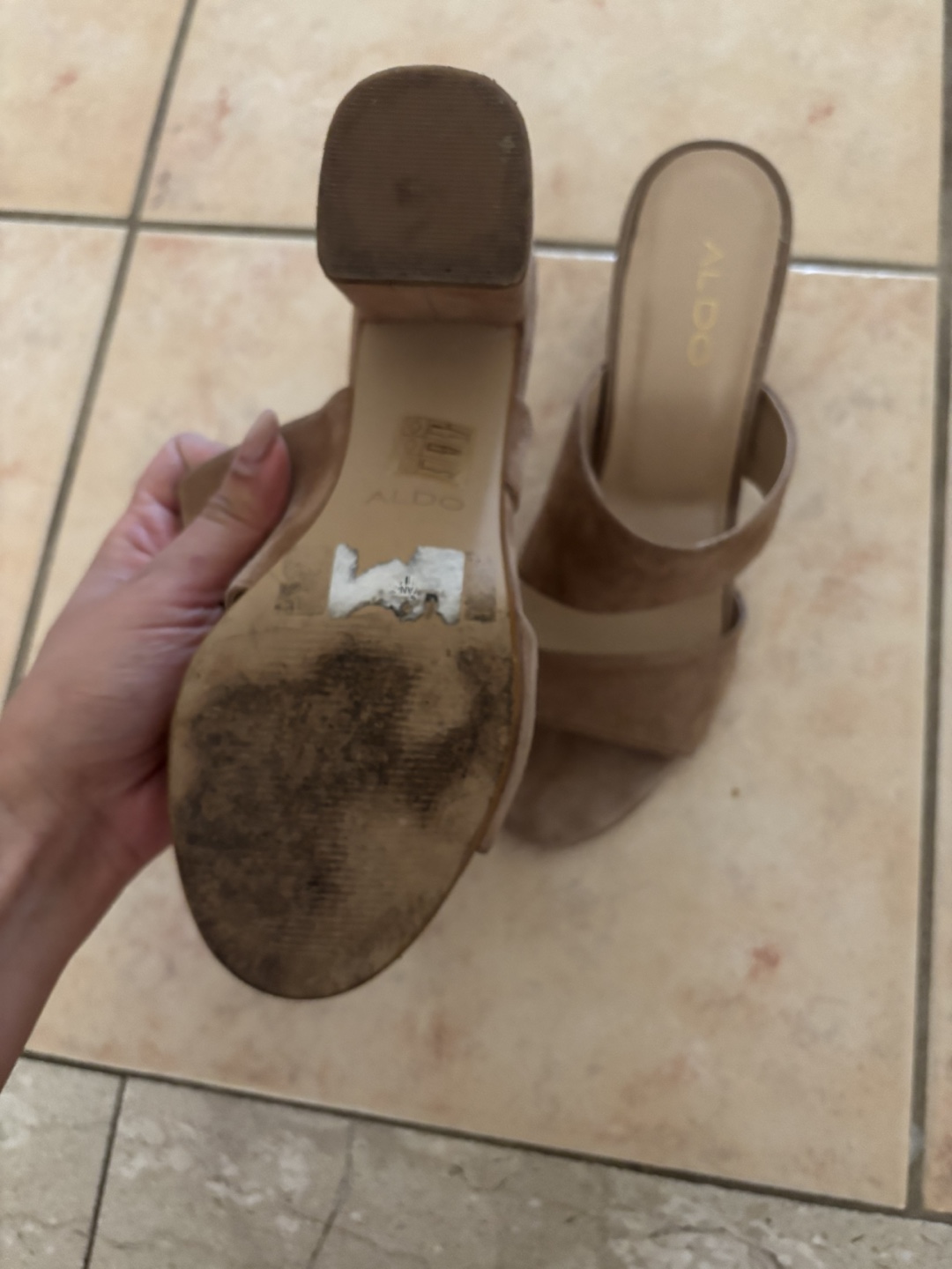 ALDO Women's Beige Suede Block Heel Mules - photo 2