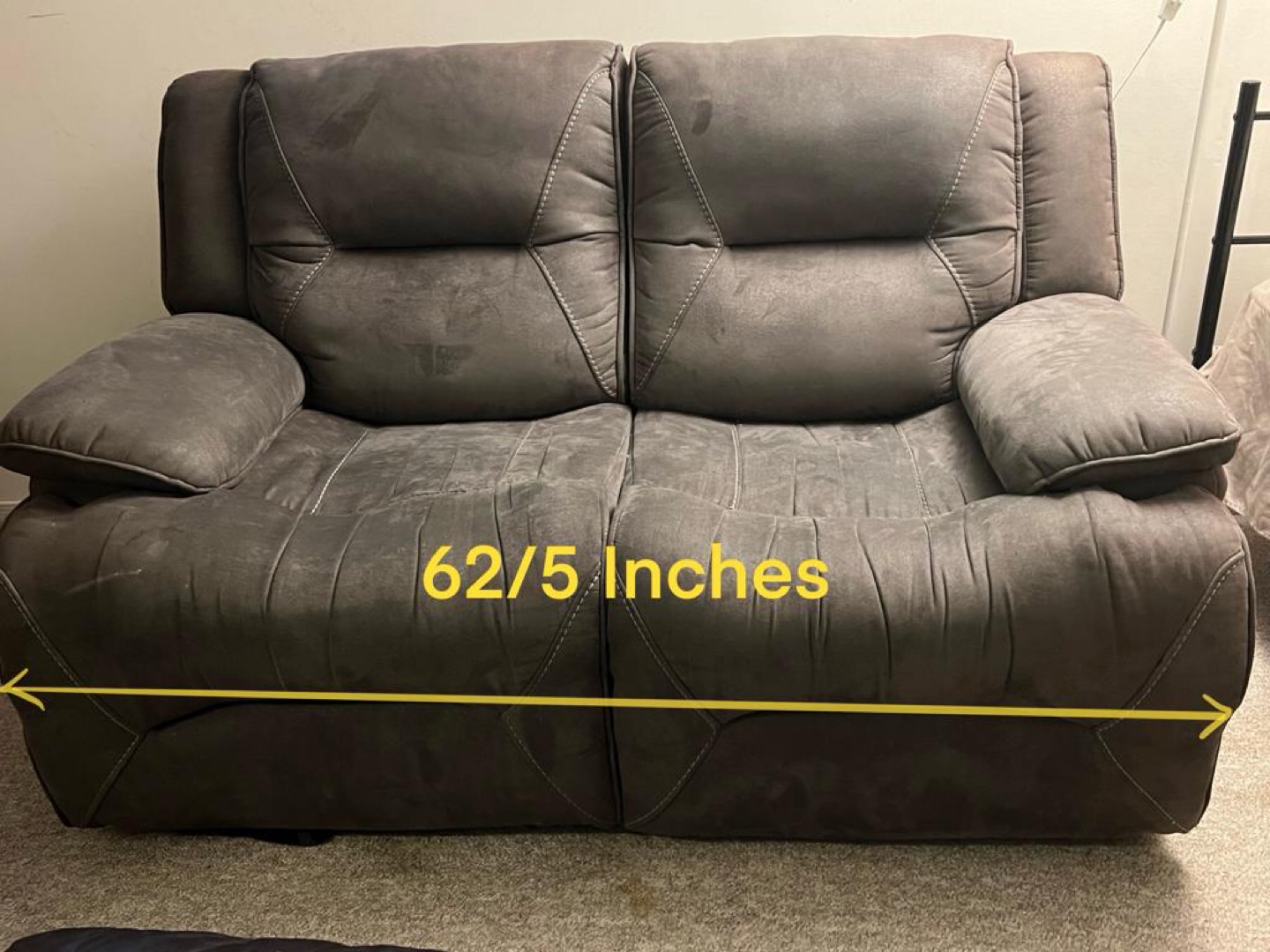 Reclining Loveseat - Dark Grey Fabric - photo 2