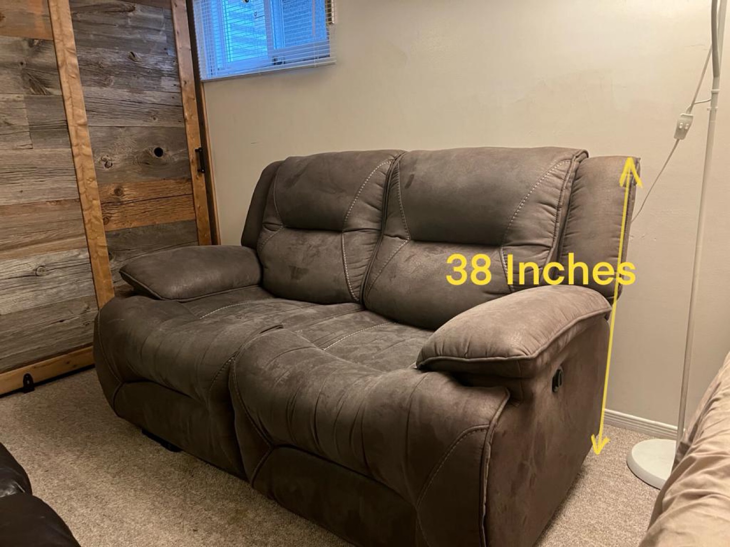 Reclining Loveseat - Dark Grey Fabric - photo 3