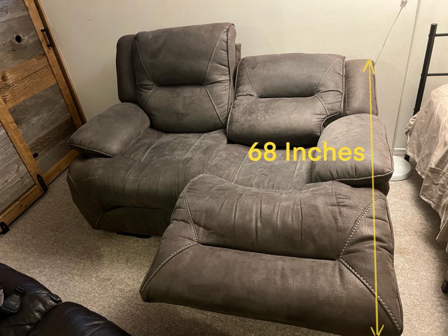 Reclining Loveseat - Dark Grey Fabric - photo 4