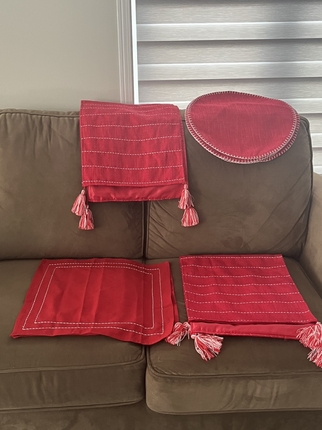 Red Table Runner and Placemats Set