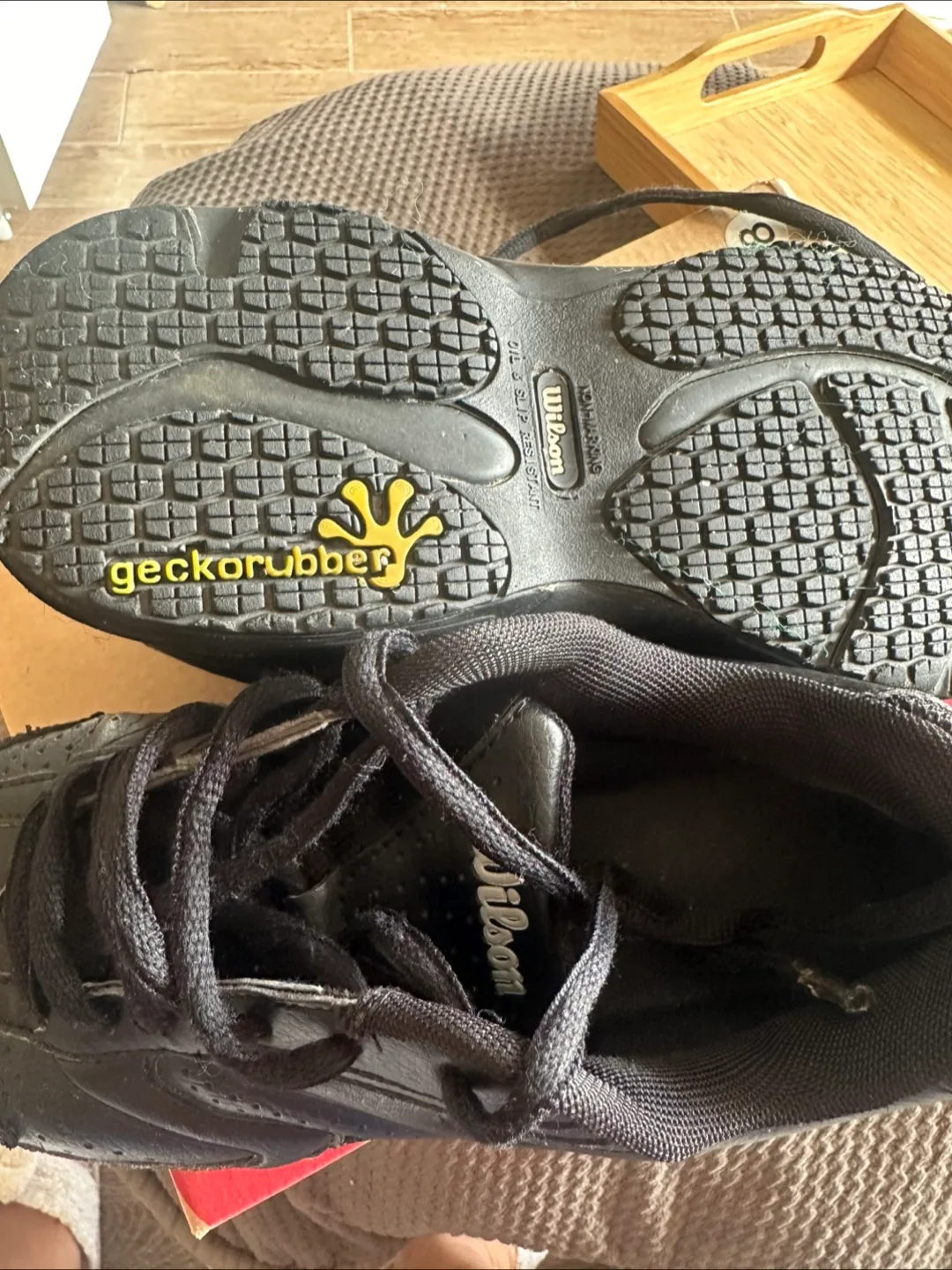 🥕👟Work Safety Anti slip Shoes,  Black Sneakers image indicator(5)