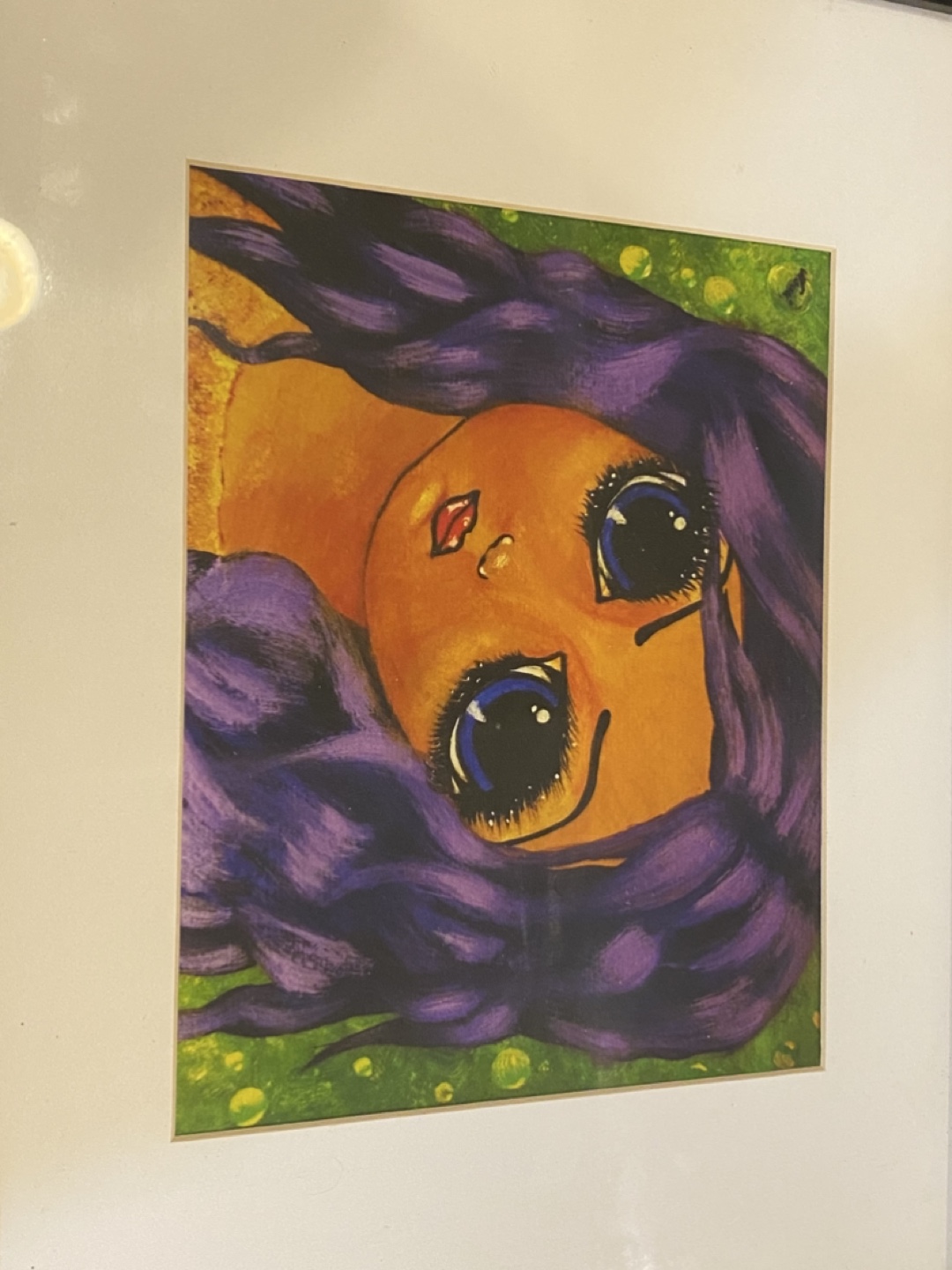 Original artwork Framed Big-Eyed Girl Art Print