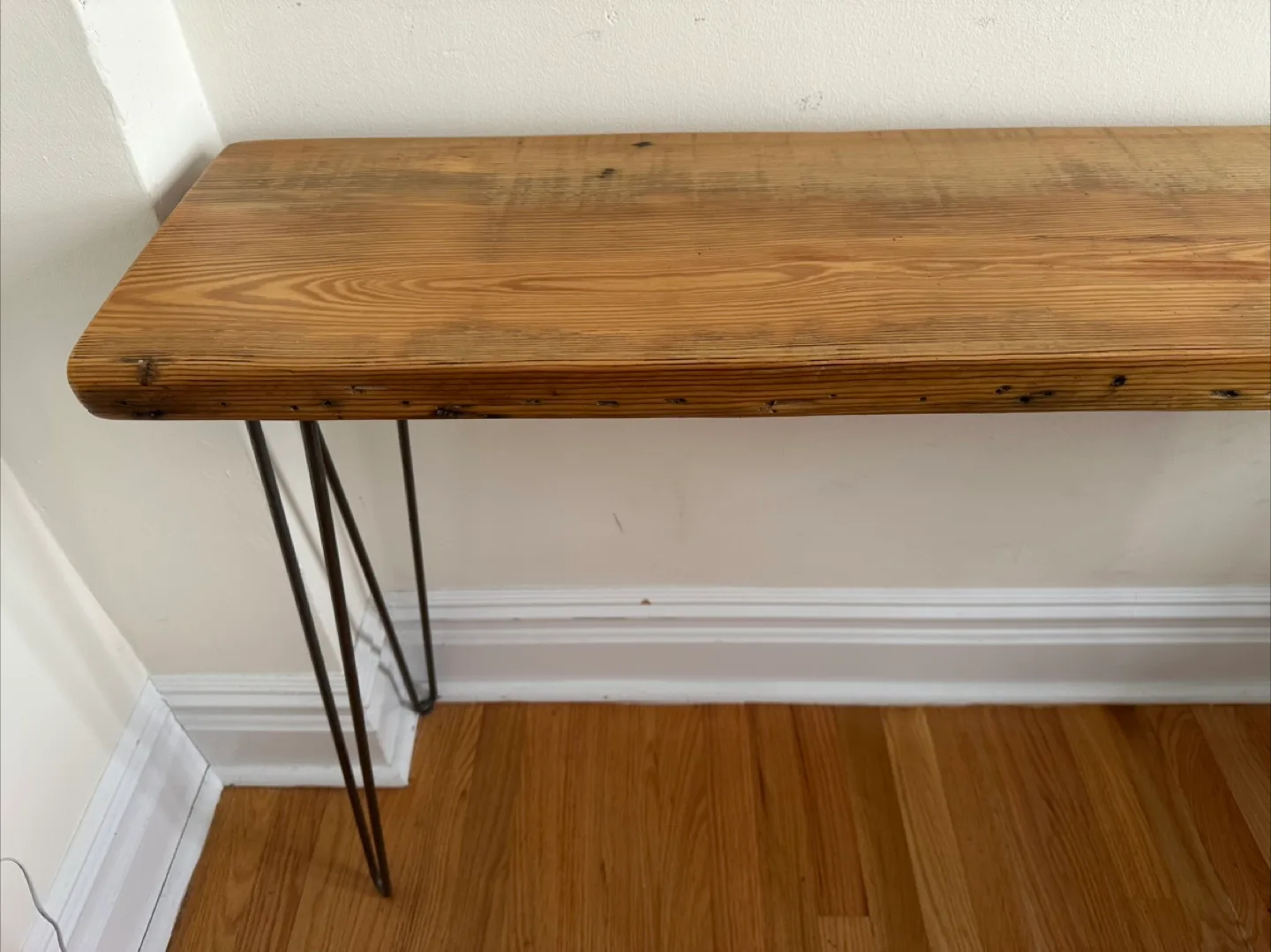 Rustic Reclaimed Wood Console Table with Hairpin Legs image indicator(5)