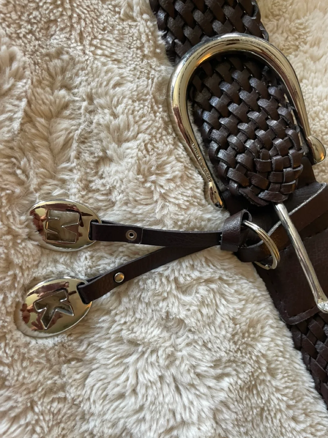 Michael Kors Brown Woven Leather Belt thumbnail
