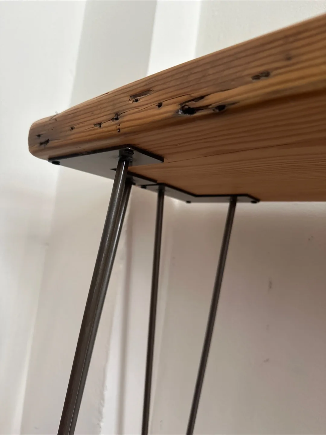 Rustic Reclaimed Wood Console Table with Hairpin Legs image indicator(7)