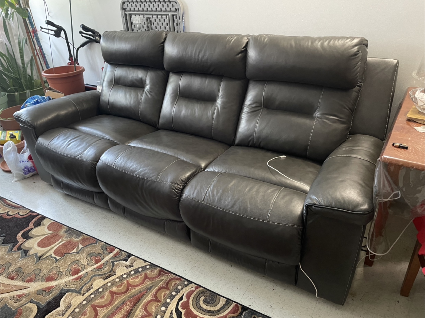 Double power Reclining Leather Sofa - photo 2