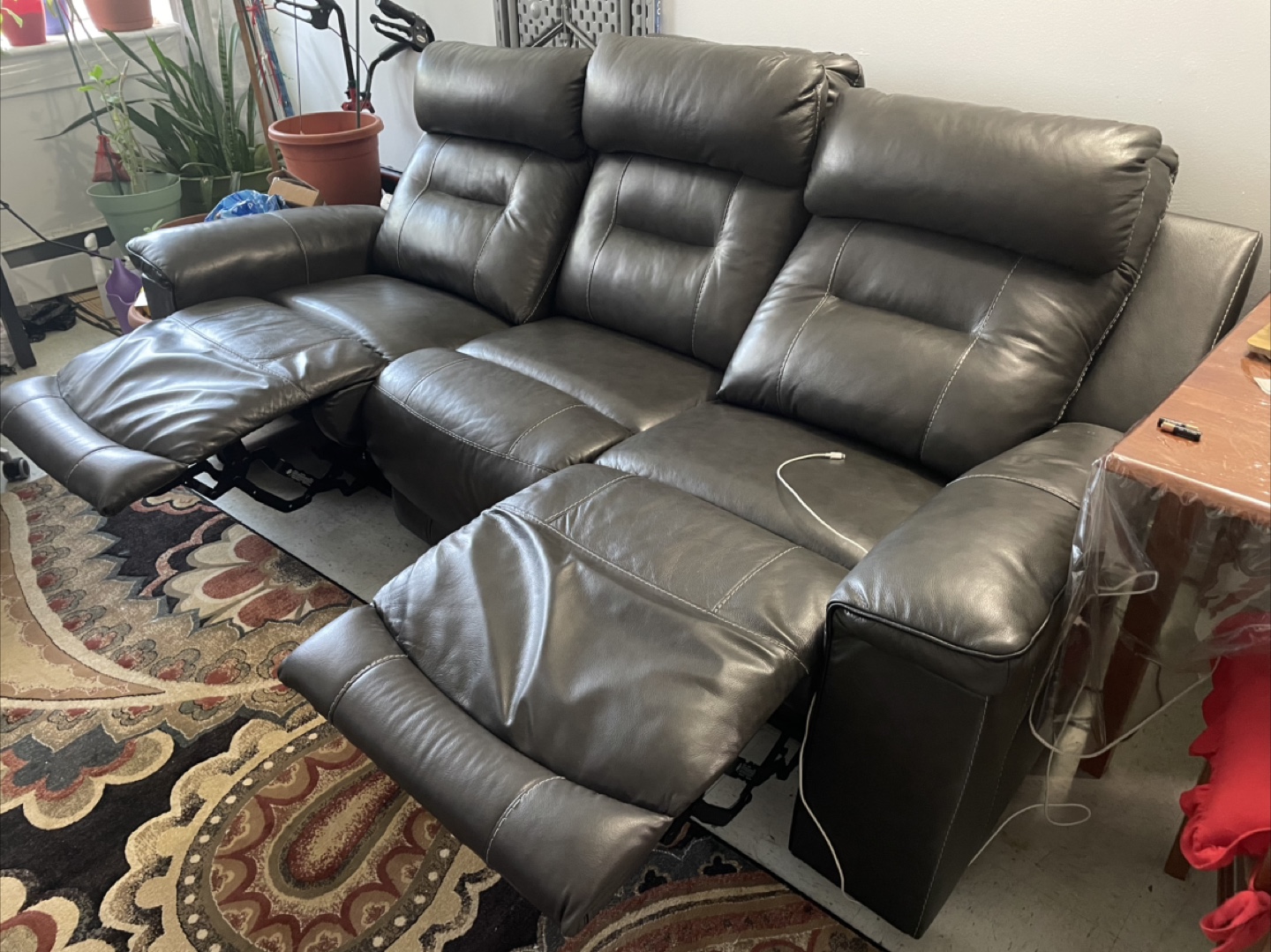 Double power Reclining Leather Sofa