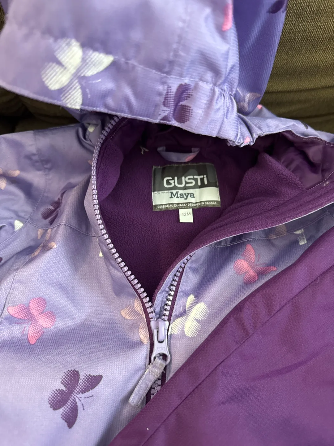 Gusti Kids' Purple Butterfly Rainsuit - Size 12M image indicator(2)
