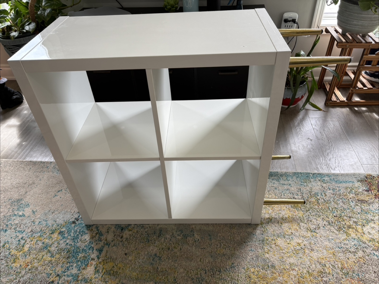 White Cube Shelving Unit with Gold Legs - photo 4