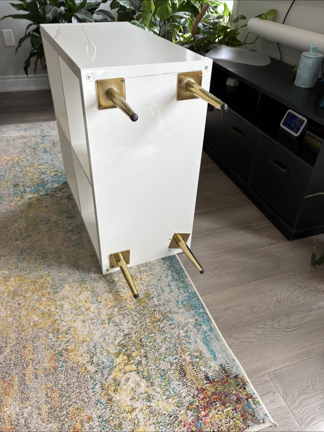 White Cube Shelving Unit with Gold Legs - photo 3