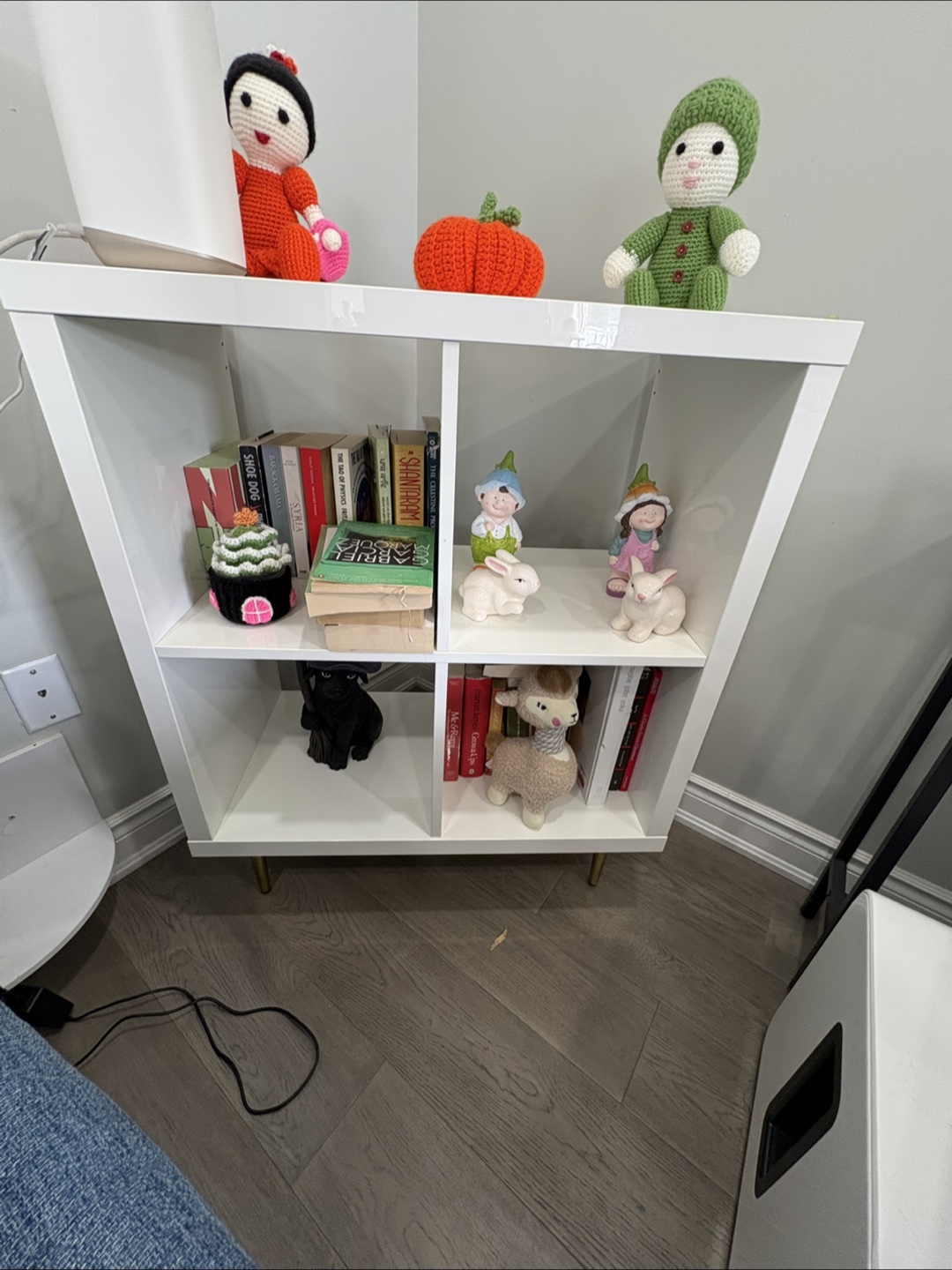White Cube Shelving Unit with Gold Legs