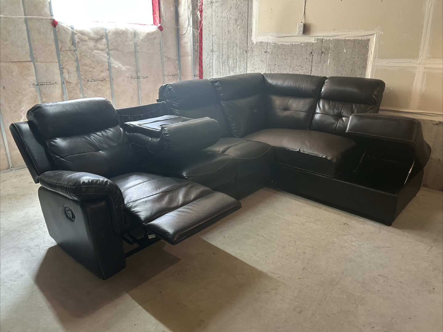 Sectional Sofa with Recliner, Storage, Cup Holder
