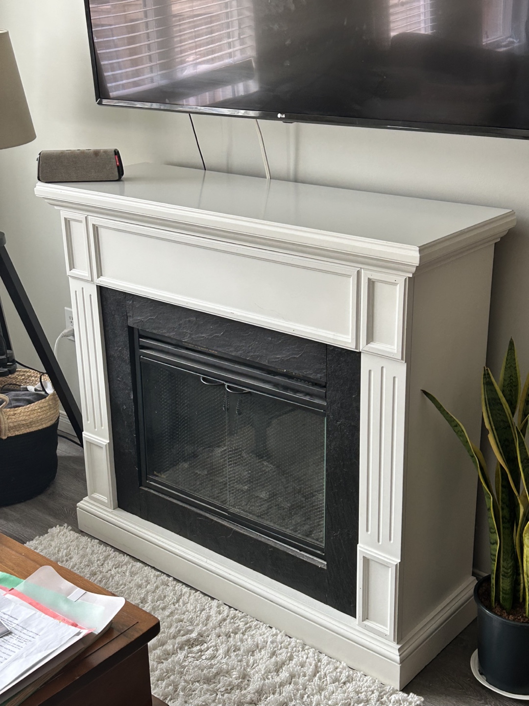 White Electric Fireplace TV Stand