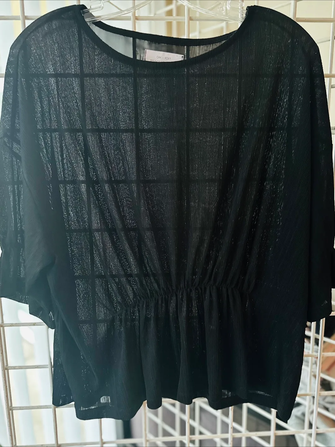 Oak + Fort Black Sheer Blouse, Size Small thumbnail