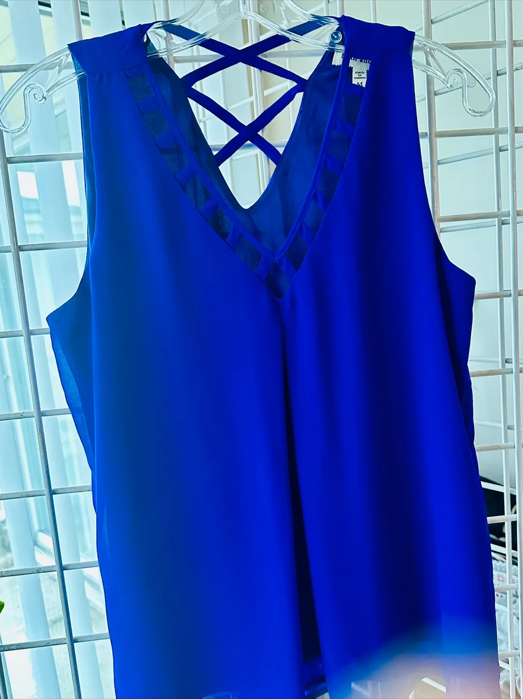 Faith and Joy Royal Blue Sleeveless Blouse Size Medium thumbnail