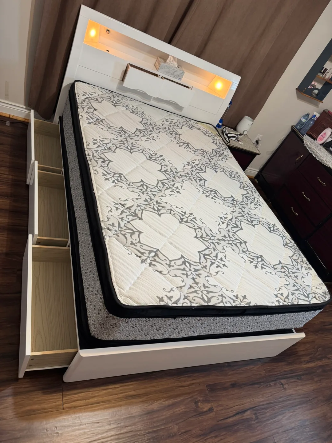 Double Bed Frame with Mattress and Built-in Storage image indicator(6)