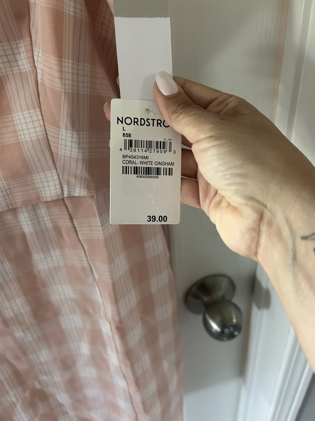 BP. Nordstrom Pink Gingham Mini Dress Size Large - photo 4