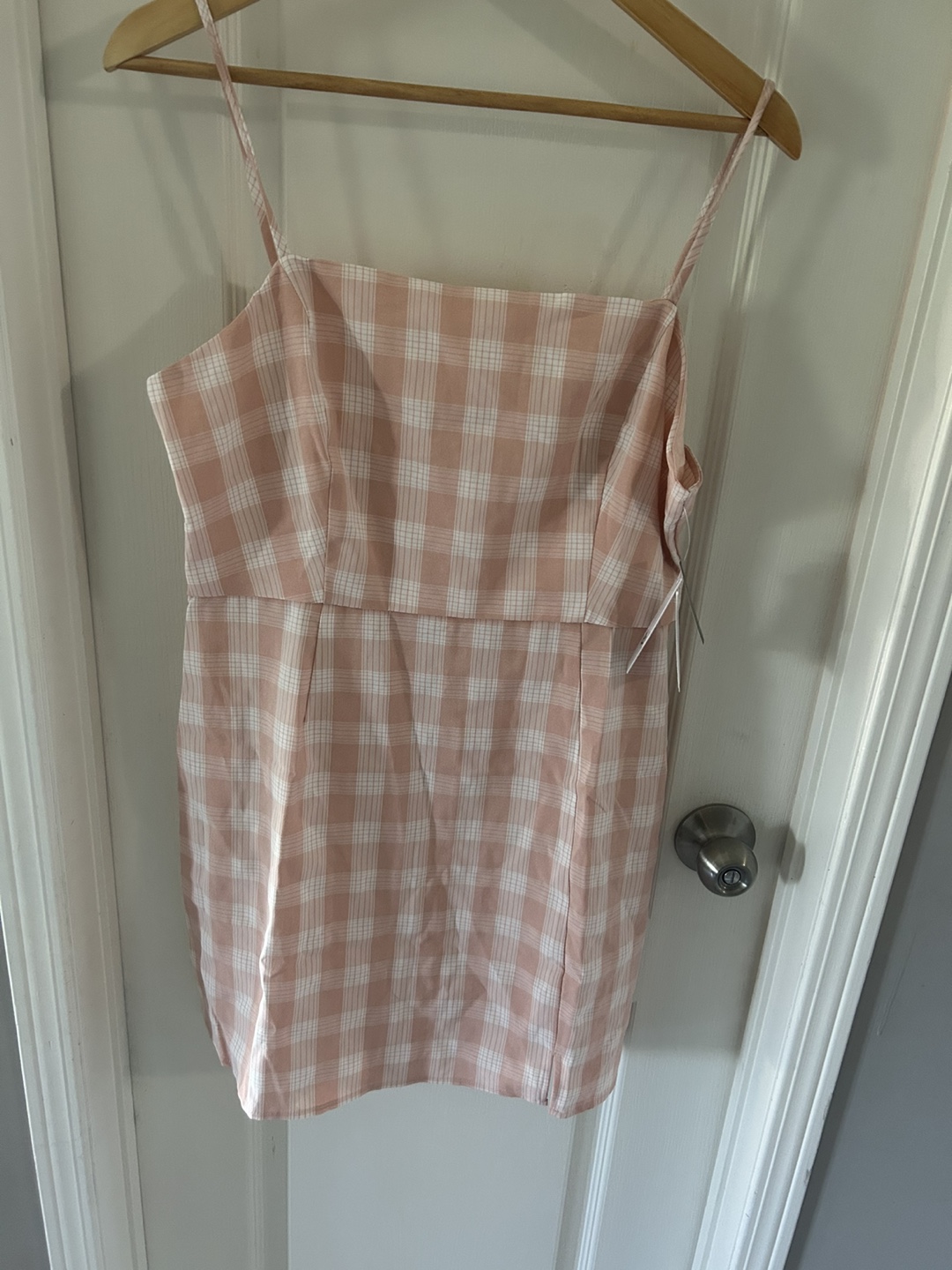 BP. Nordstrom Pink Gingham Mini Dress Size Large - photo 3