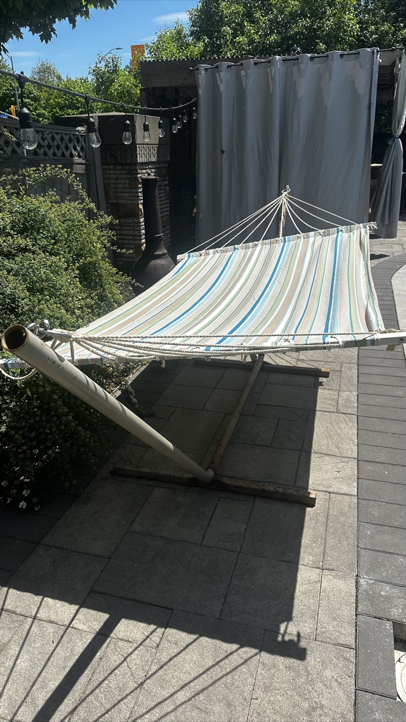 Striped Patio Hammock with Stand