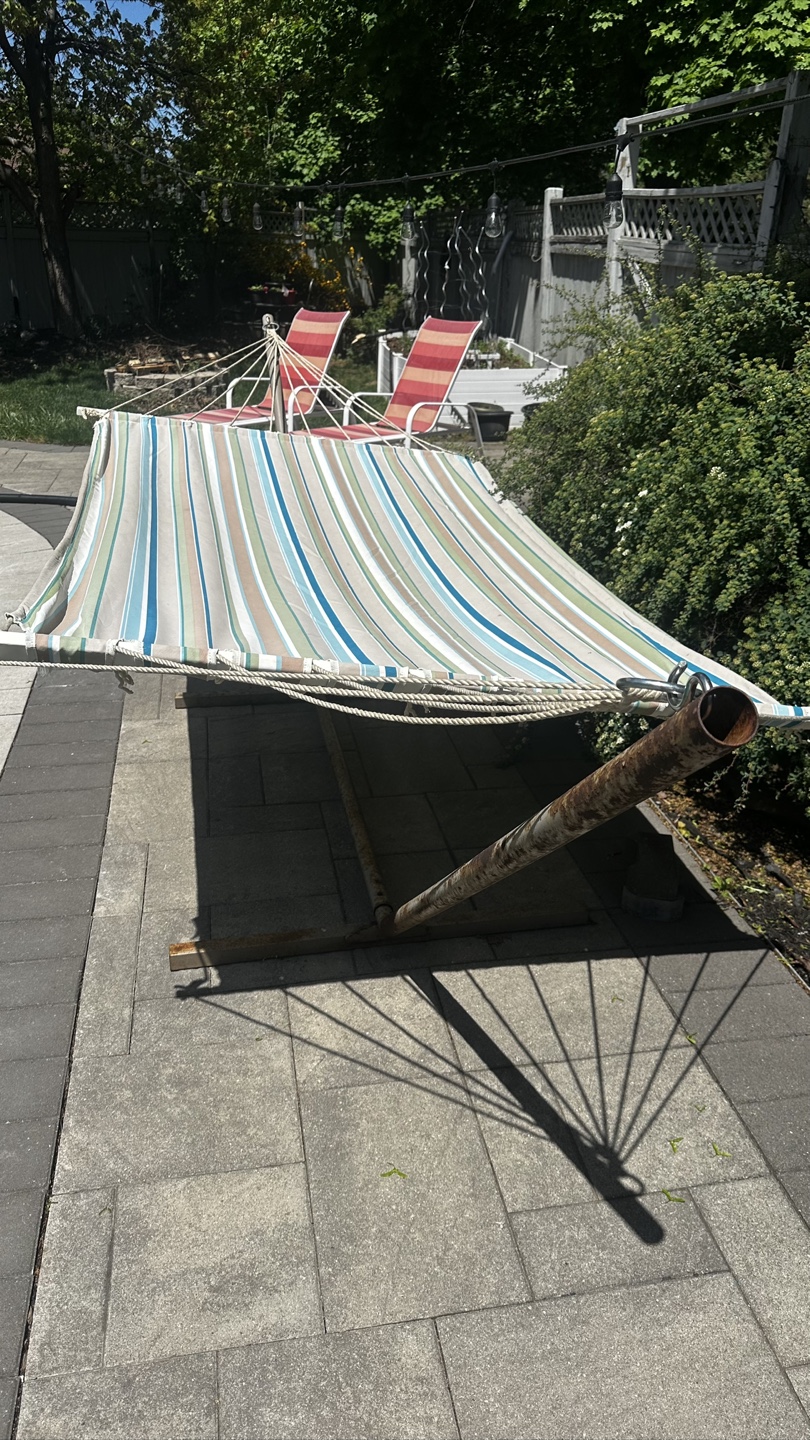 Striped Patio Hammock with Stand - photo 2
