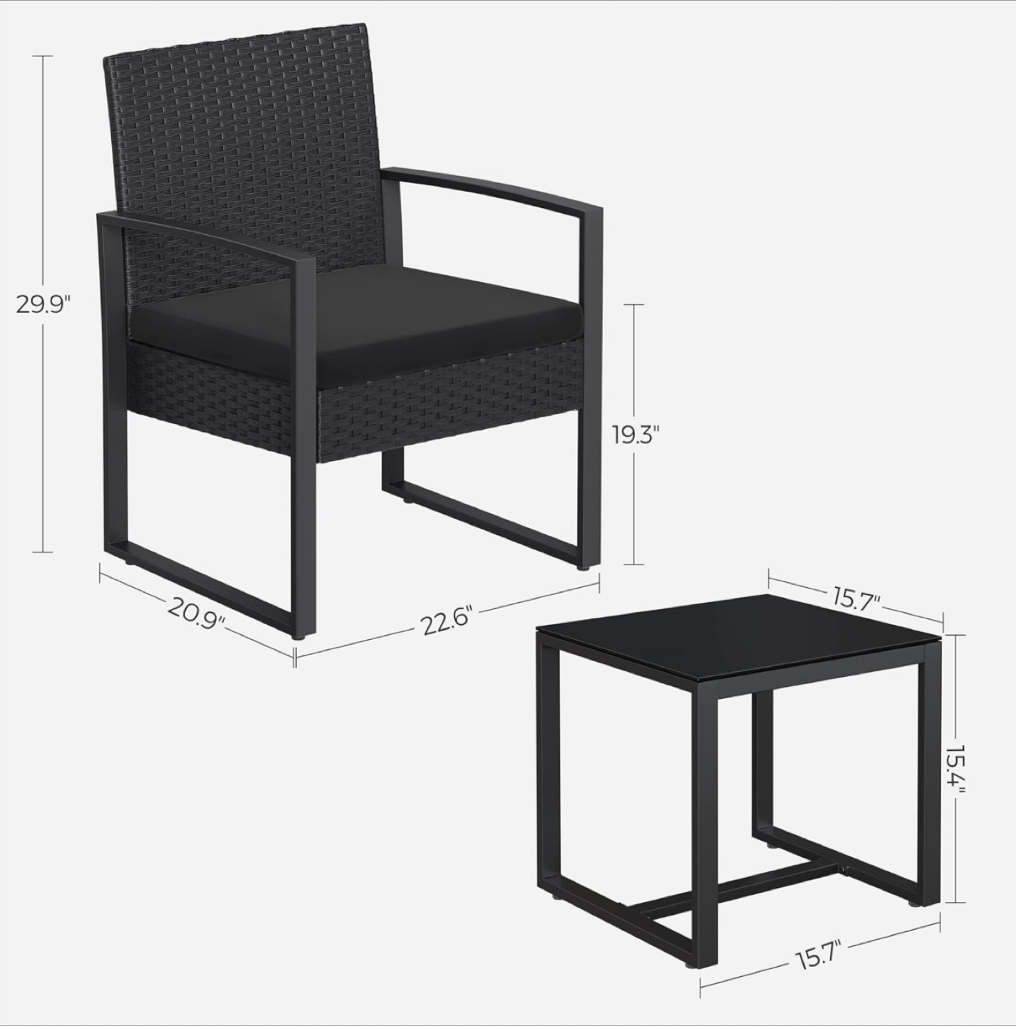 3-Piece Patio Set Outdoor Patio Furniture Sets - photo 2