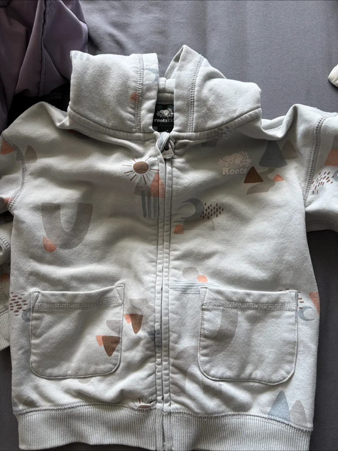 Roots Kids Zip-Up Hoodie - Size 4T - Light Blue Abstract Print thumbnail