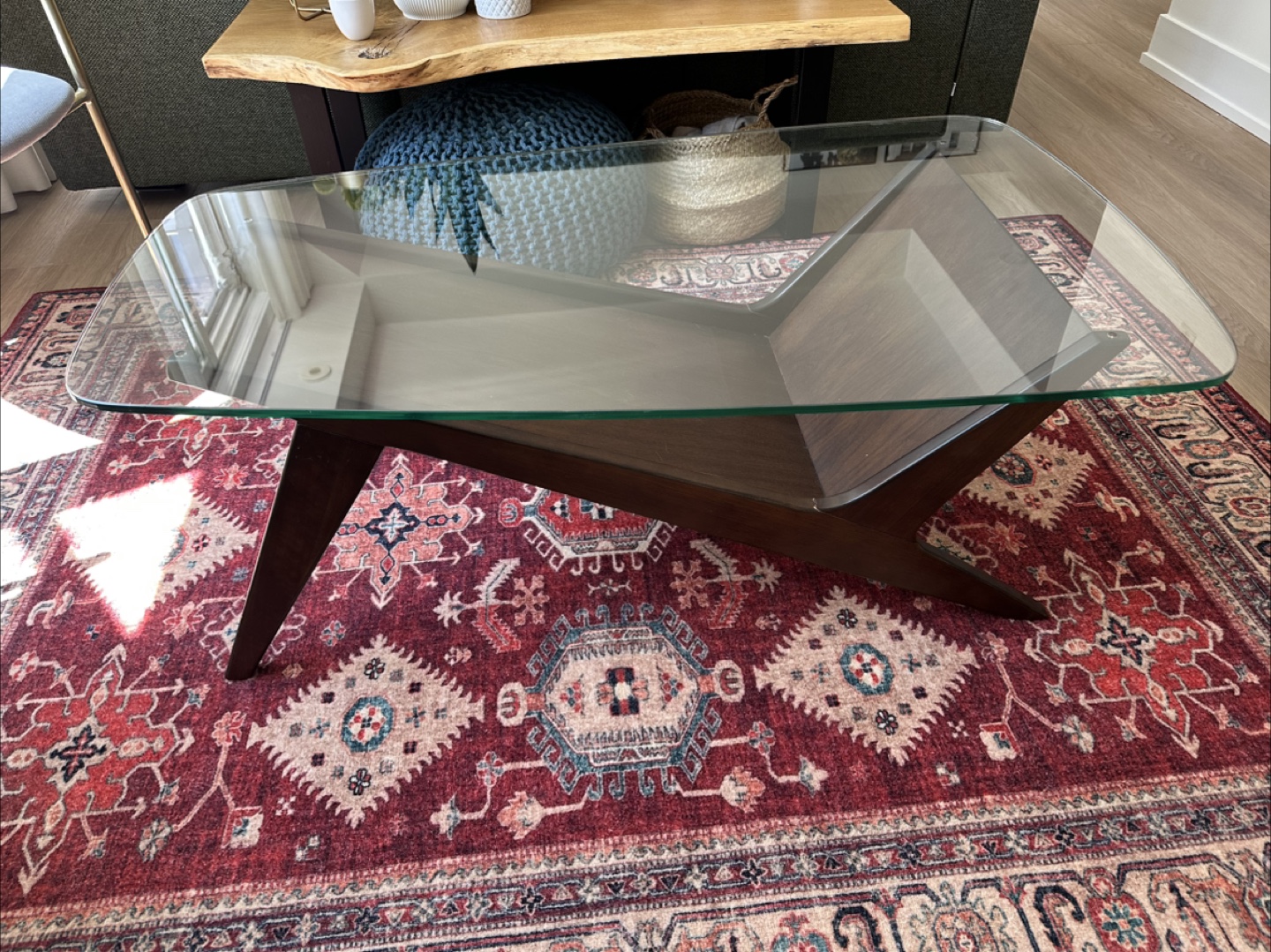 Mid-Century Modern Coffee Table with Glass Top