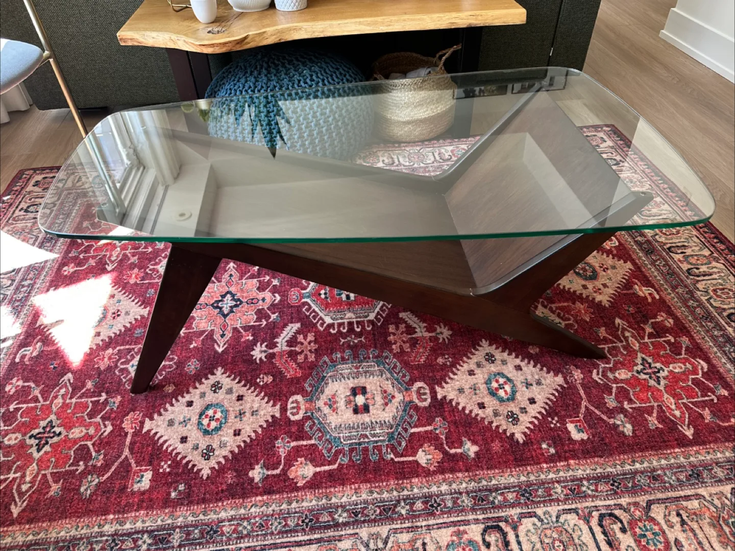 Mid-Century Modern Coffee Table with Glass Top thumbnail