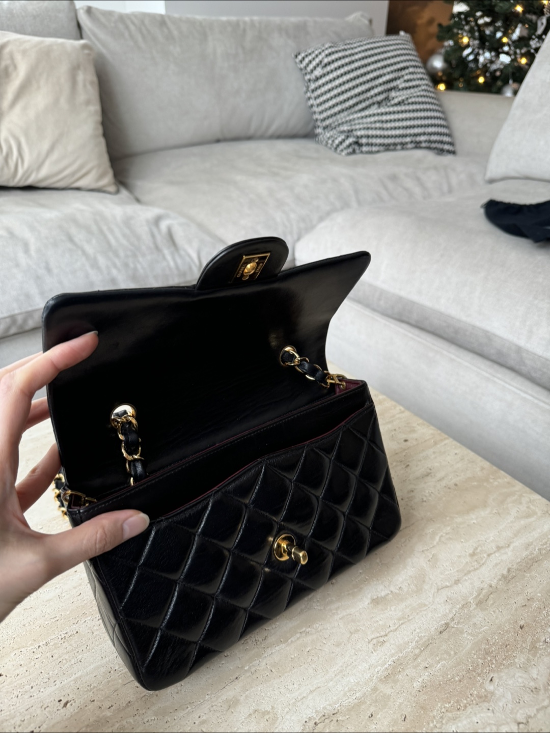 Vintage Chanel Black Quilted Lambskin Leather Shoulder Bag - photo 5