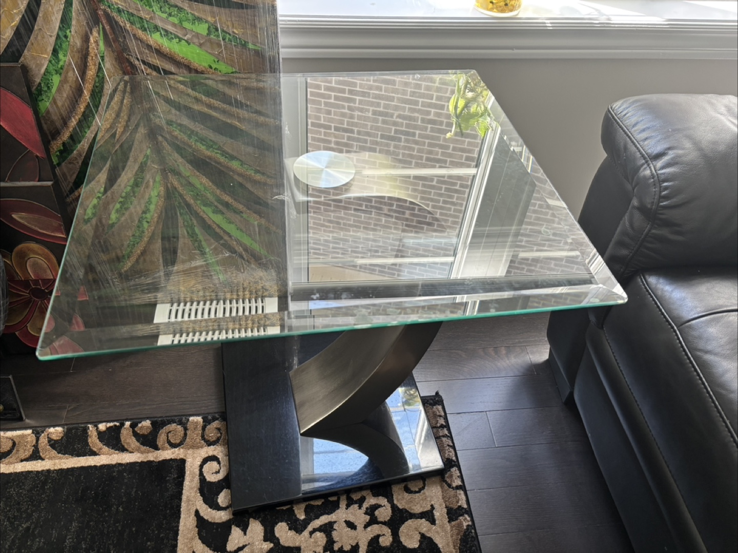 Two Glass and Metal Accent Table