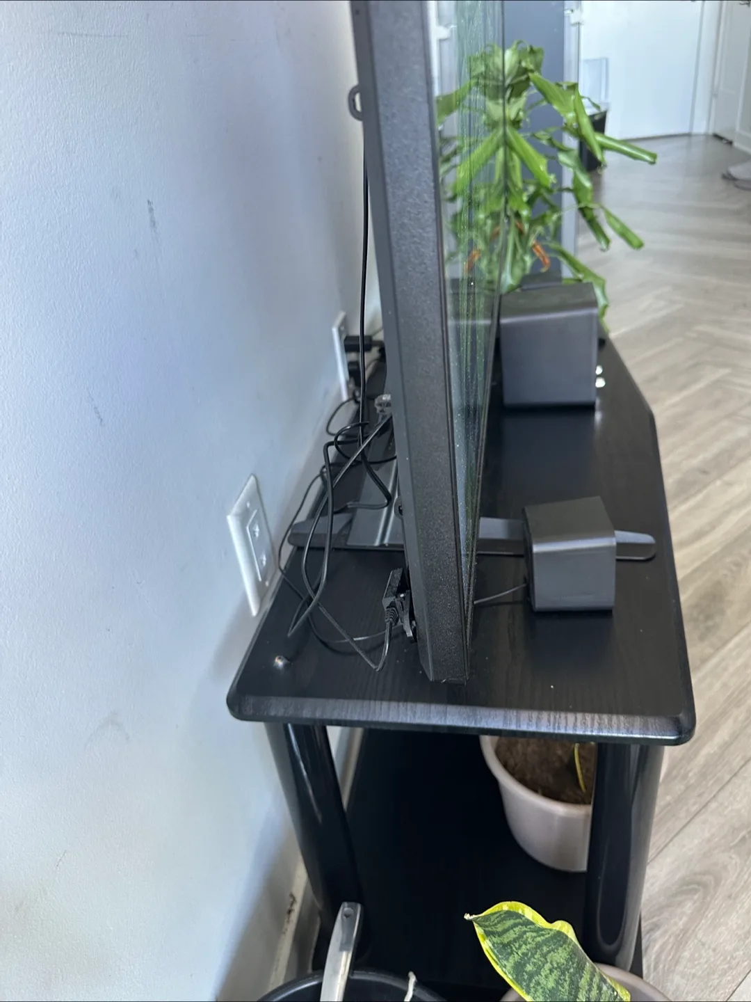 Sleek Black TV Table – Sturdy & Stylish with Shelf image indicator(3)