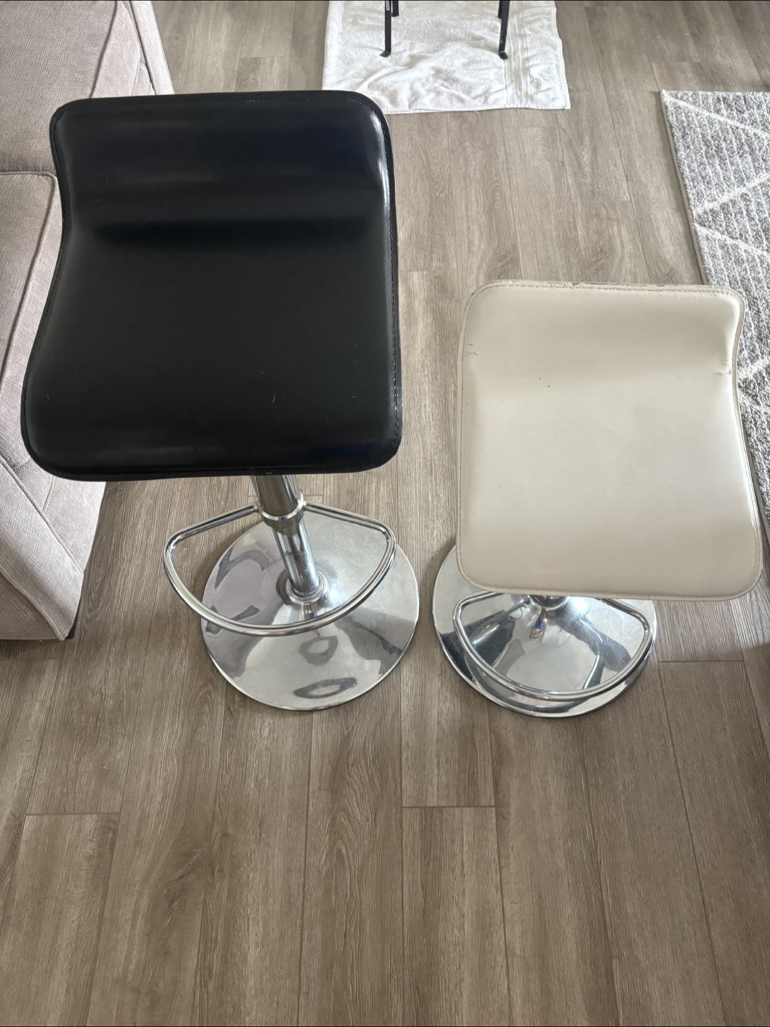 Pair of Modern Bar Stools - Black and White